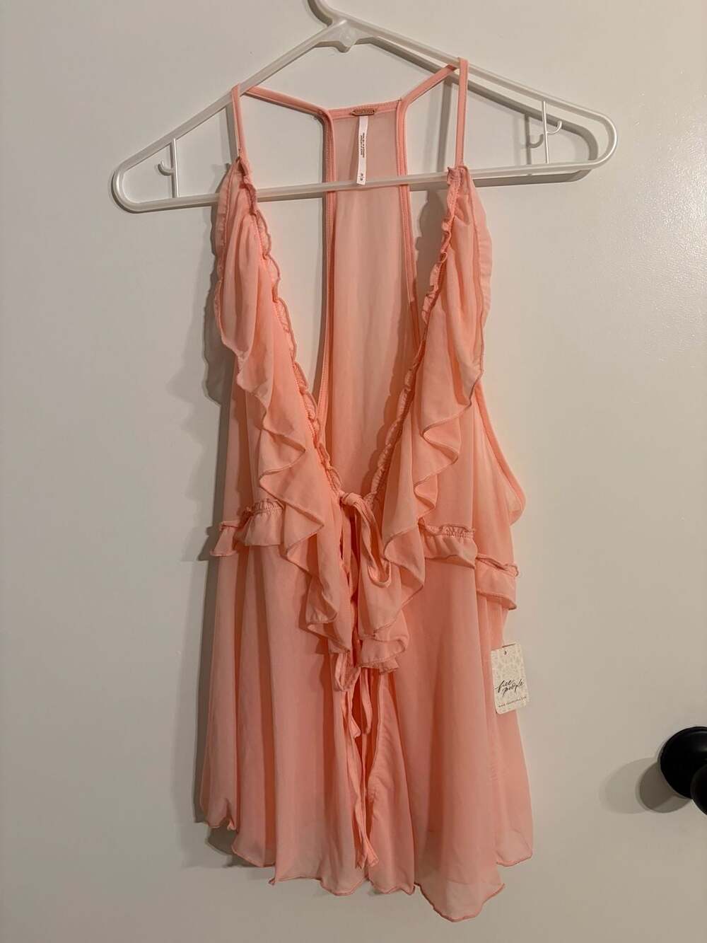 Free People Fearless Solid Ruffle Tank Top in Rose Blush